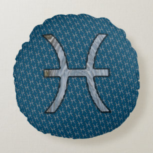 Pisces Zodiac Symbol Element by Kenneth Yoncich Round Pillow