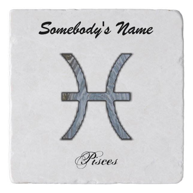 Pisces Zodiac Symbol Element by Kenneth Yoncich Trivet (Front)