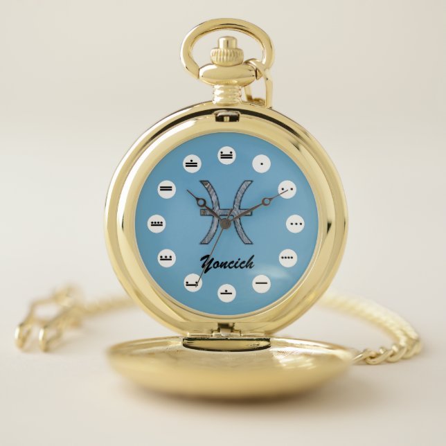 Pisces Zodiac Symbol Element (Mf) by K Yoncich Pocket Watch (Inside)