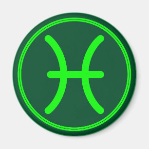 Pisces Zodiac Symbol Green Contrast Magnet