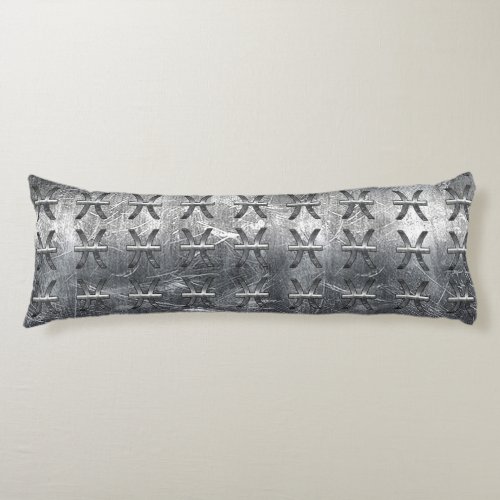 Pisces Zodiac Symbol in grunge steel style print Body Pillow