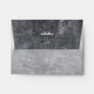 Pisces Zodiac Symbol in grunge steel style print Envelope