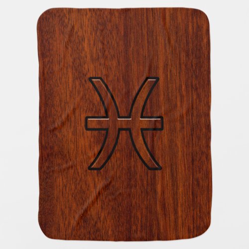 Pisces Zodiac Symbol in Mahogany wood grain style Baby Blanket