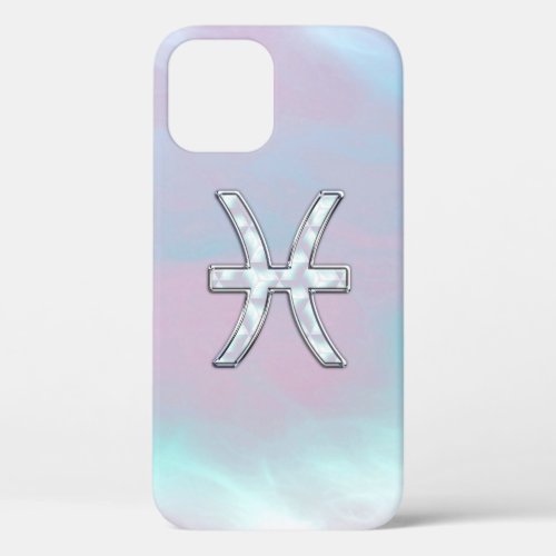 Pisces Zodiac Symbol Mother of Pearl iPhone 12 Case