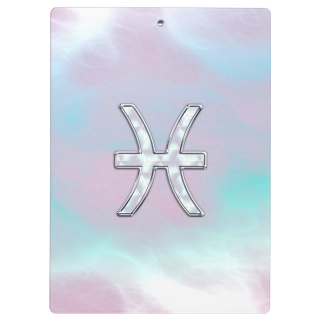 Pisces Zodiac Symbol Mother of Pearl Decor Clipboard (Back)
