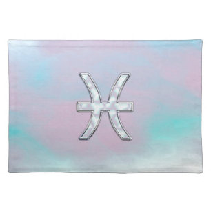 Pisces Zodiac Symbol Mother of Pearl Decor Cloth Placemat