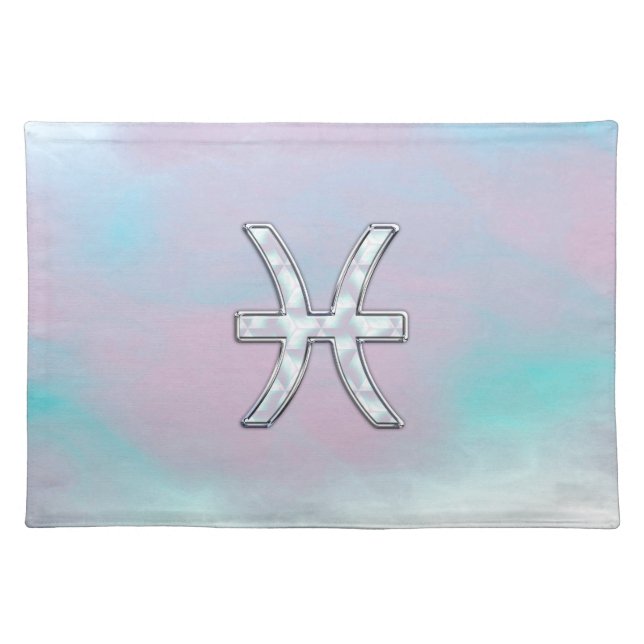 Pisces Zodiac Symbol Mother of Pearl Decor Cloth Placemat (Front)