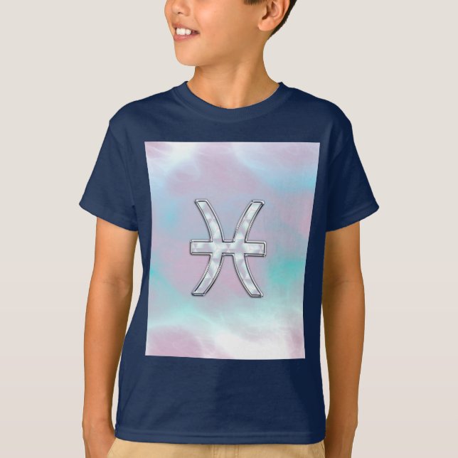 Pisces Zodiac Symbol Mother of Pearl Decor T-Shirt (Front)