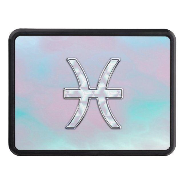 Pisces Zodiac Symbol Mother of Pearl Decor Tow Hitch Cover (Front)