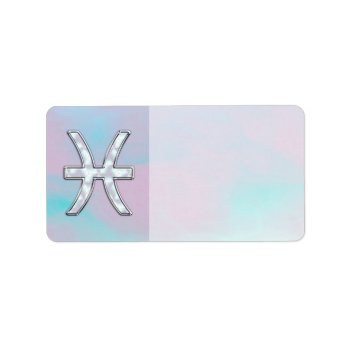 Pisces Zodiac Symbol Mother Of Pearl Style Label by MustacheShoppe at Zazzle