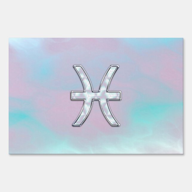 Pisces Zodiac Symbol Mother of Pearl style Sign (Front)