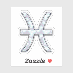 Pisces Zodiac Symbol Mother of Pearl style Sticker
