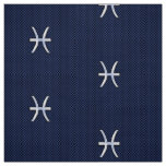 Pisces Zodiac Symbol Navy Blue Carbon Fiber Print Fabric