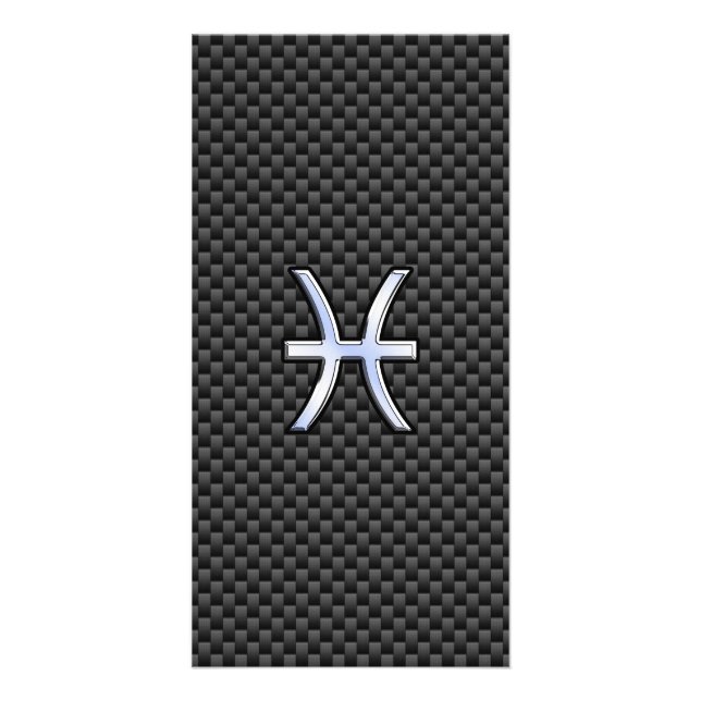 Pisces Zodiac Symbol on Carbon Fiber Print Card (Front)
