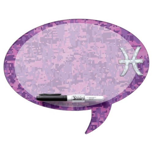 Pisces Zodiac Symbol on Fuchsia Digital Camo Dry_Erase Board