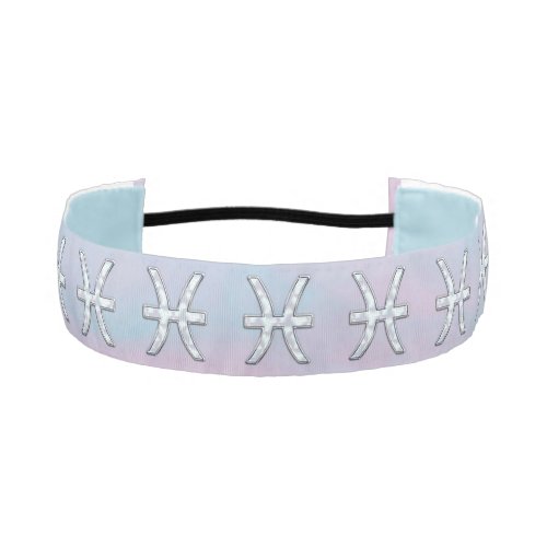 Pisces Zodiac Symbol Pastel Mother of Pearl style Athletic Headband
