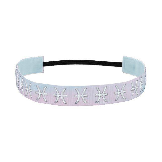 Pisces Zodiac Symbol Pastel Mother of Pearl style Athletic Headband (Front)