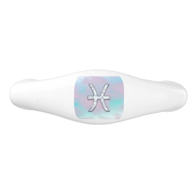 Pisces Zodiac Symbol Pastel Mother of Pearl style Ceramic Drawer Pull (Front)