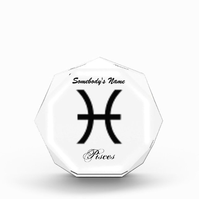 Pisces Zodiac Symbol Standard by Kenneth Yoncich Acrylic Award (Front)