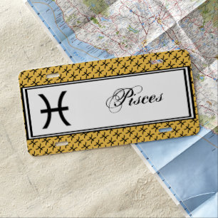Pisces Zodiac Symbol Standard by Kenneth Yoncich License Plate