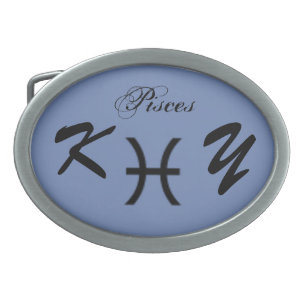 Pisces Zodiac Symbol Standard by Kenneth Yoncich Oval Belt Buckle