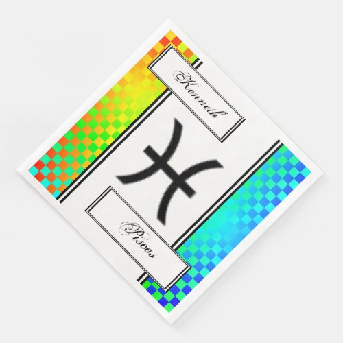 Pisces Zodiac Symbol Standard by Kenneth Yoncich Paper Dinner Napkins