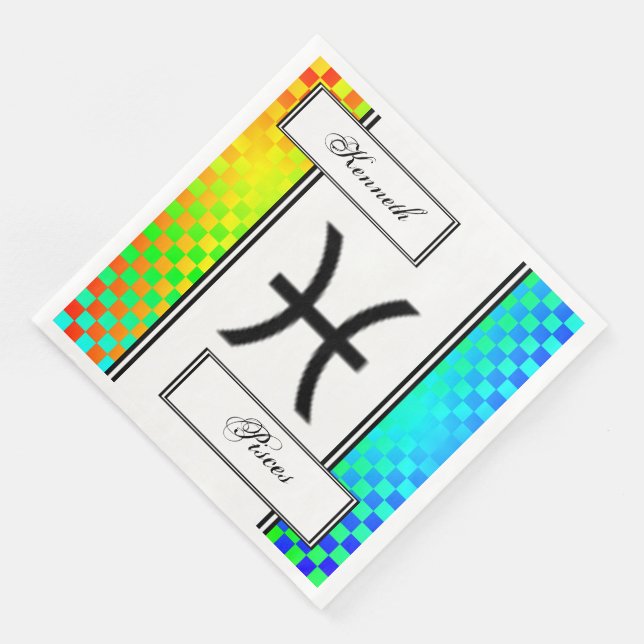 Pisces Zodiac Symbol Standard by Kenneth Yoncich Paper Dinner Napkins (Corner)