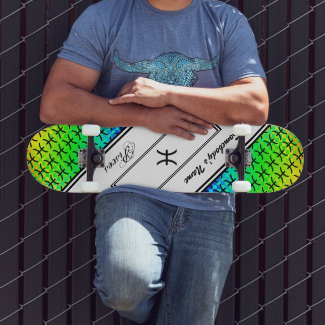 Pisces Zodiac Symbol Standard by Kenneth Yoncich Skateboard (Outdoor 3)