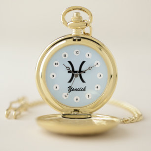 Pisces Zodiac Symbol Standard (Cf) by K Yoncich Pocket Watch