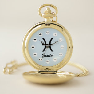 Pisces Zodiac Symbol Standard (Mf) by K Yoncich Pocket Watch