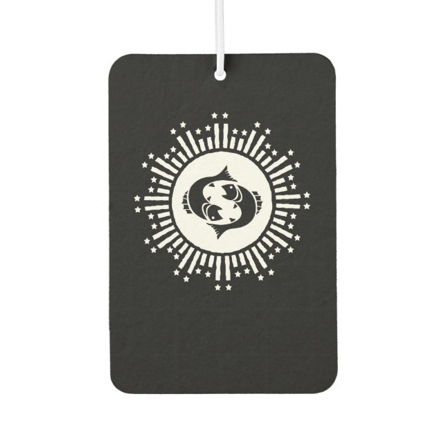 Pisces Zodiac Symbol with Celestial Starburst  Air Freshener (Front)