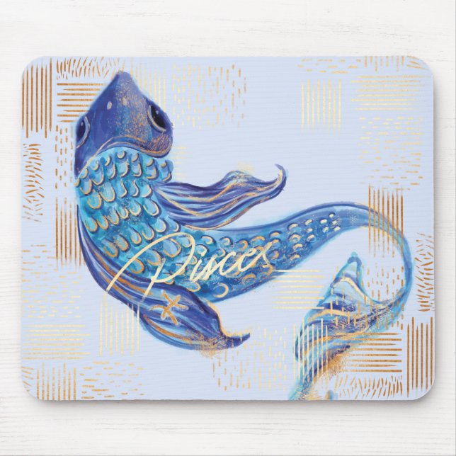 Pisces Zodiac Watercolour Artistry mousepad (Front)