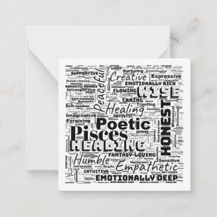 Pisces Zodiac Word Cloud Inspiration Sqaure Note Card