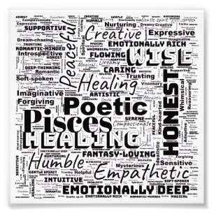 Pisces Zodiac Word Cloud Inspirational Photo Print