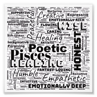 Pisces Zodiac Word Cloud Inspirational Photo  Print