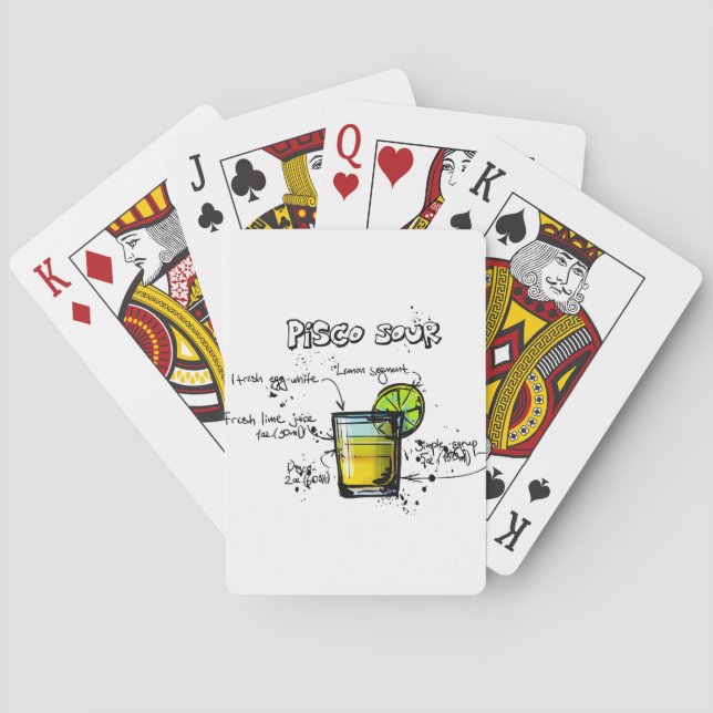 Pisco Sour Cocktail Recipe Poker Cards (Back)