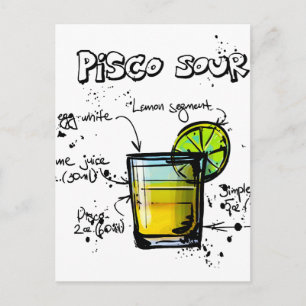 Pisco Sour Cocktail Recipe Postcard
