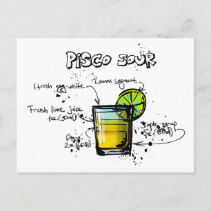 Pisco Sour Cocktail Recipe Postcard