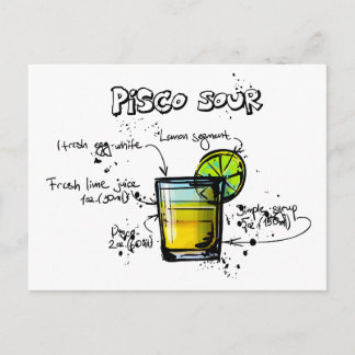 Pisco Sour Cocktail Recipe Postcard