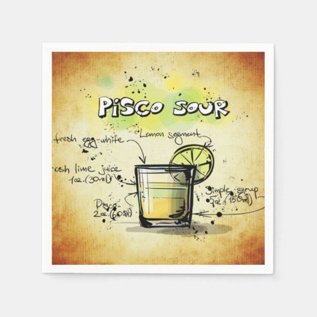 Pisco Sour Drink Recipe Napkins (Front)