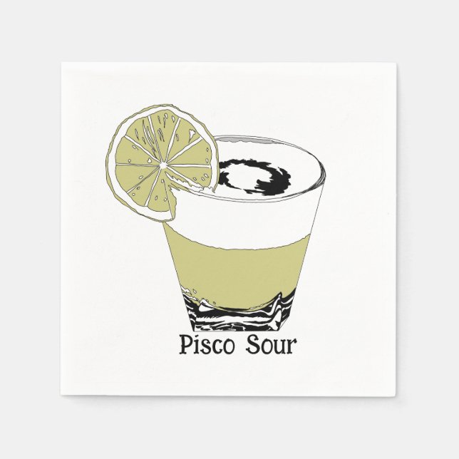 Pisco Sour Illustration Napkins (Front)