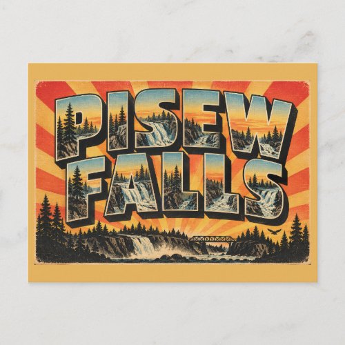 Pisew Falls MB Waterfall Boreal Forest Art Postcard