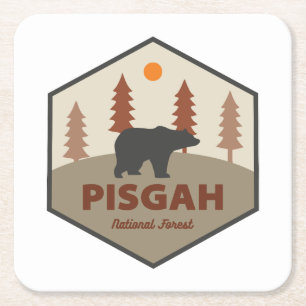 Pisgah National Forest Bear Square Paper Coaster