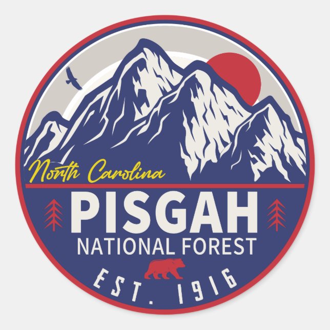 Pisgah National Forest North Carolina - Retro Classic Round Sticker (Front)