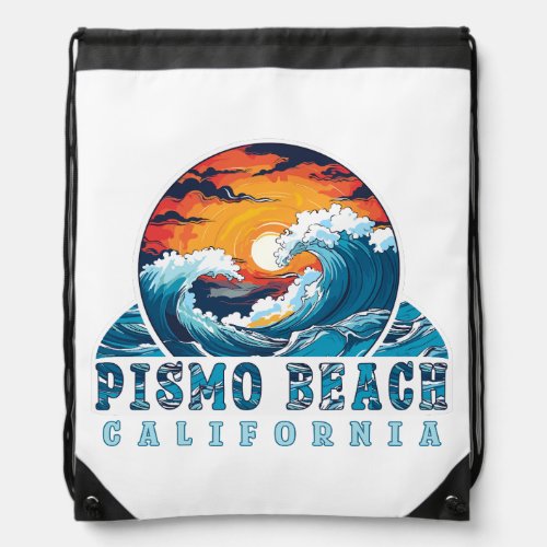 Pismo Beach California Drawstring Bag