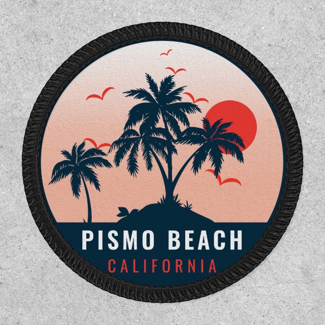 Pismo Beach California Retro Sunset Souvenirs 60s Patch (Front)