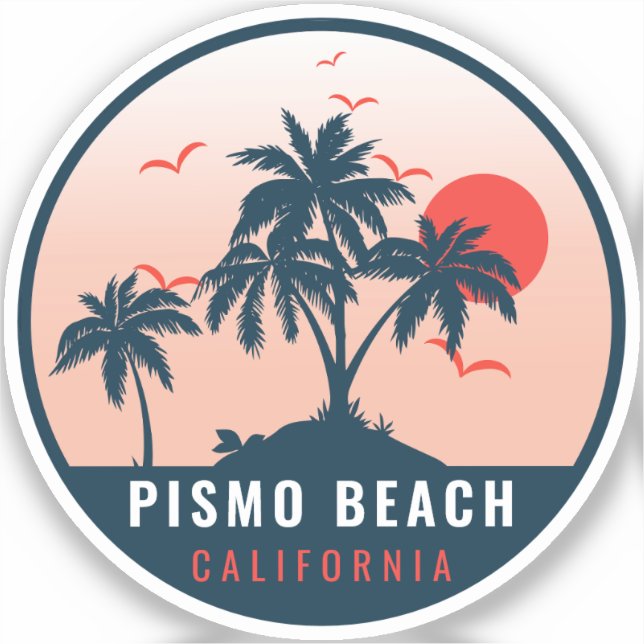 Pismo Beach California Retro Sunset Souvenirs 60s Sticker (Front)