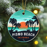 Pismo Beach California Retro Sunset Souvenirs 80s Ceramic Ornament<br><div class="desc">Pismo Beach California Tropical Retro Sunset design. Indulge in the nostalgia of Pismo Beach with our vintage souvenir,  designed specifically for seaside vacationers. Reminiscent of a bygone era,  this design encapsulates the tranquility and beauty of the cove,  serving as a delightful reminder of your beachside getaway.</div>