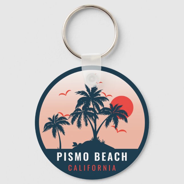Pismo Beach California Retro Sunset Souvenirs 80s Keychain (Front)