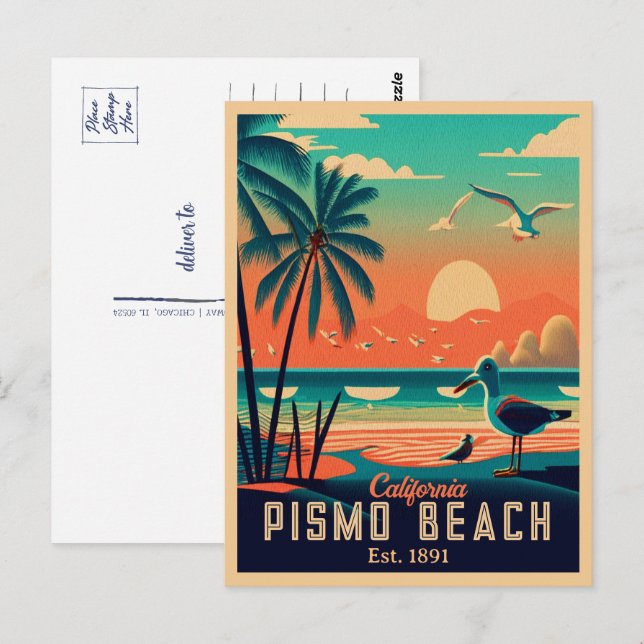 Pismo Beach California Sunset Souvenirs 1960s Postcard (Front/Back)